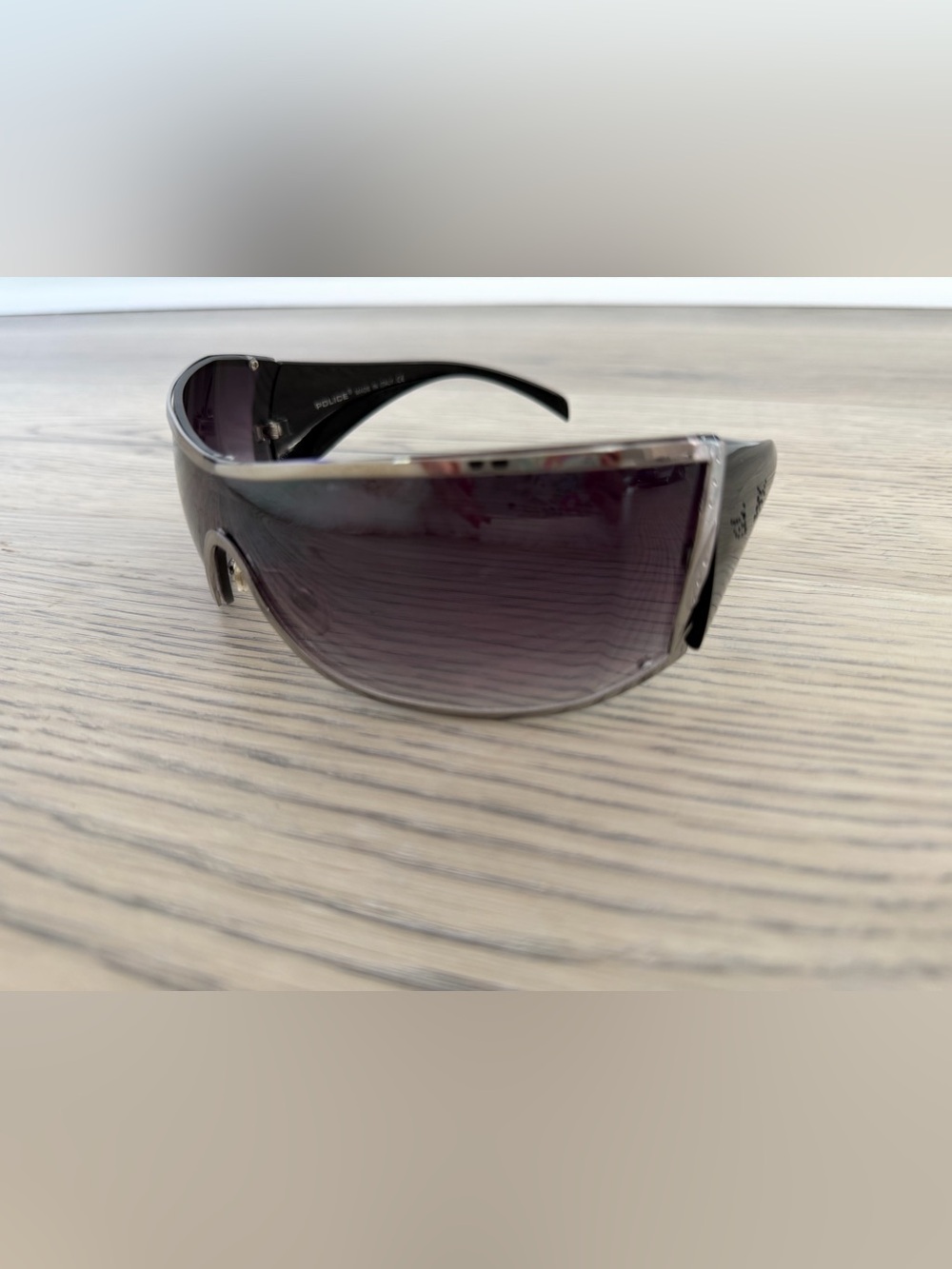 POLICE MADE IN ITALY TZ8711 Y2K Shield Grey Gradient Sunglasses WORN ONCE EUC - Picture 5 of 13